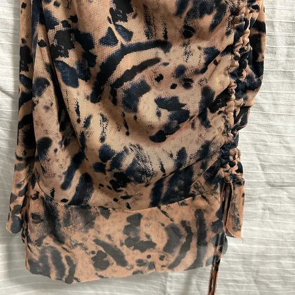 PrettyLittleThing Womens Muse Mesh Tie Dye Ruched Bodycon Mini Dress Size 4 - Picture 4 of 9